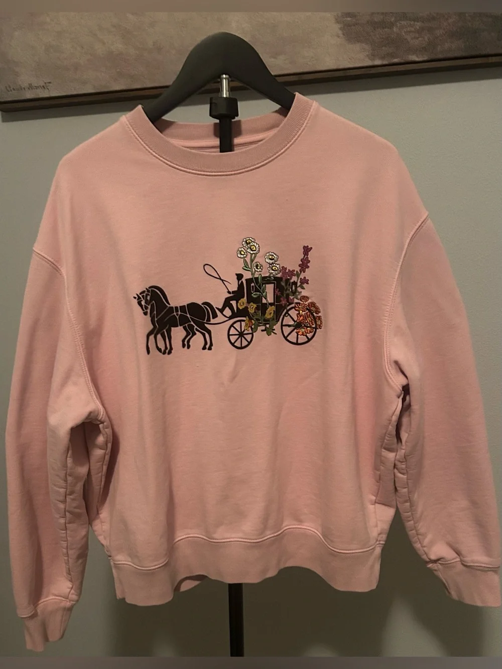 Coach Pink Floral Carriage Crewneck Sweatshirt